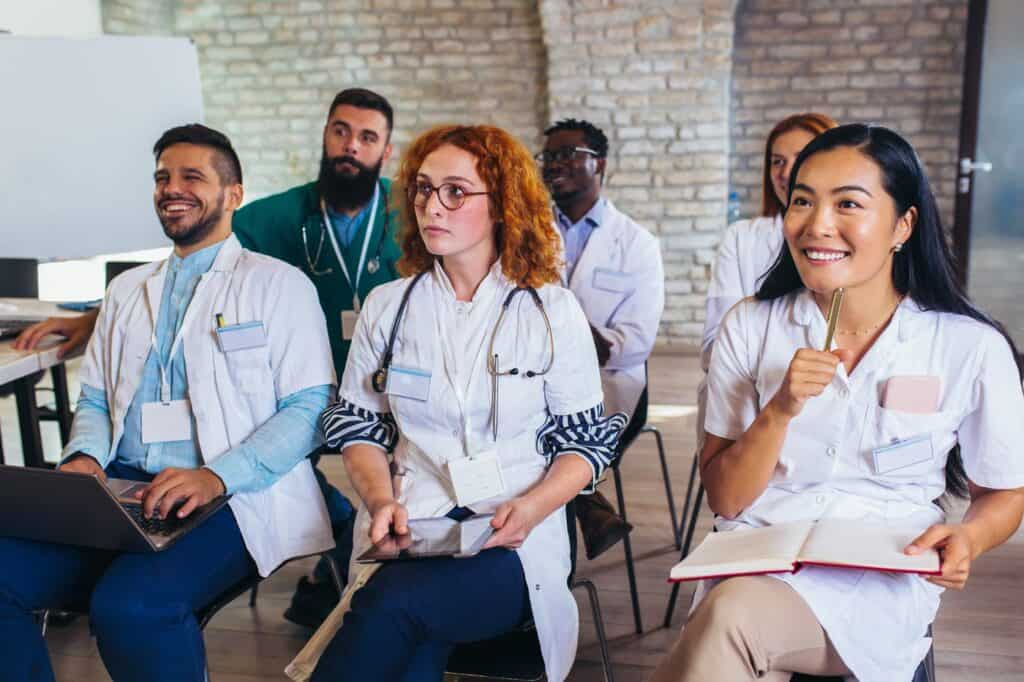 Healthcare professionals taking part in a training session